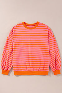 Striped Dropped Shoulder Long Sleeve Sweatshirt